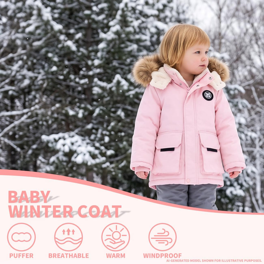 Toddler Winter Coat Baby Jacket Snow Hoodie Puffer Fleece Clothes