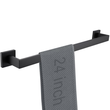 24 Inch Bath Towel Bar Wall Mounted, Matte Black Towel Hanger Square Towel Rack Stainless Steel Shower Towel Rail