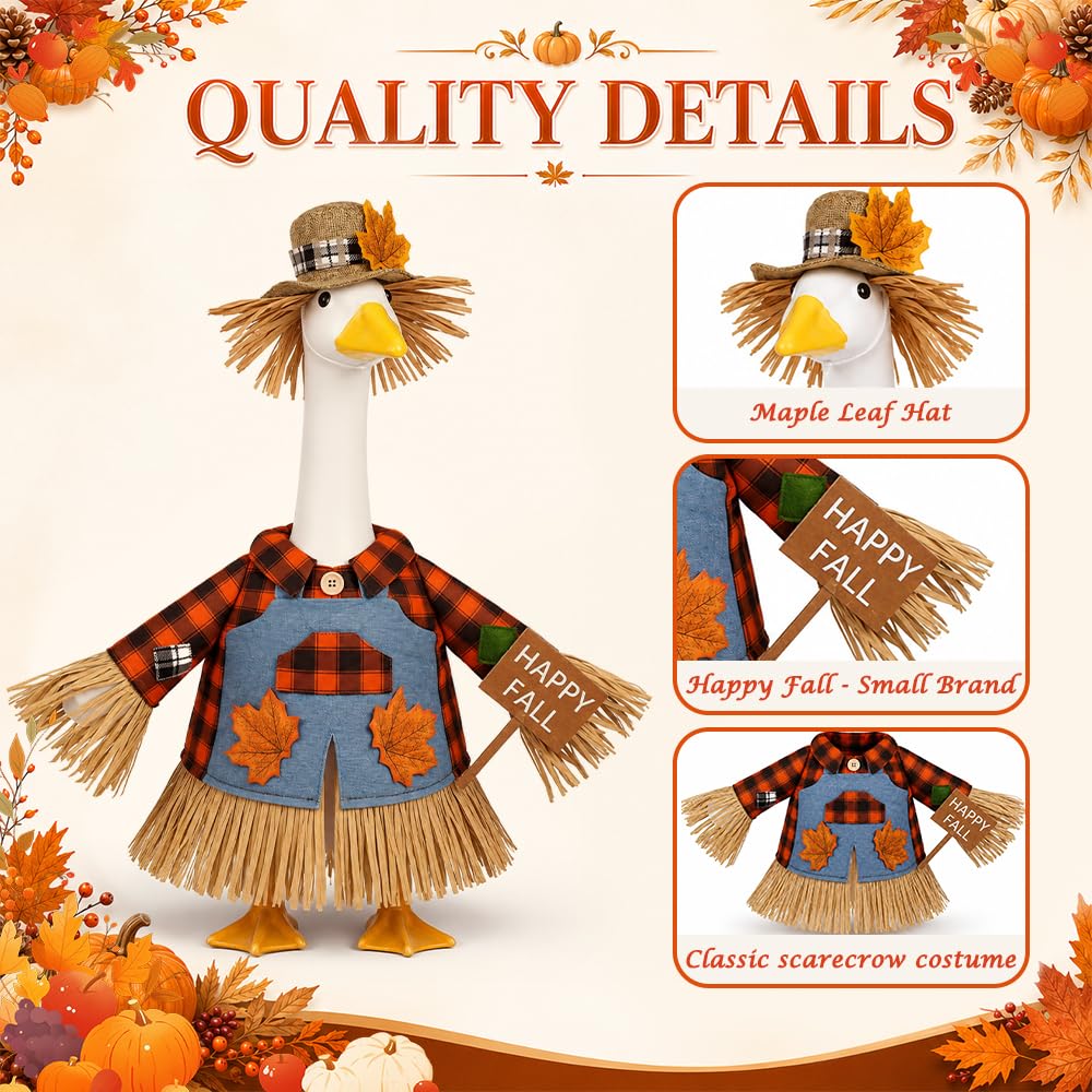 Fall Goose Outfit Scarecrow Porch Goose Clothes for Outdoor Lawn Decor