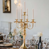 2PCS Gold 5-Arm Candelabra Centerpiece - 20.3" Tall Metal Candle Holdervents, Dining Room, Church Decorations