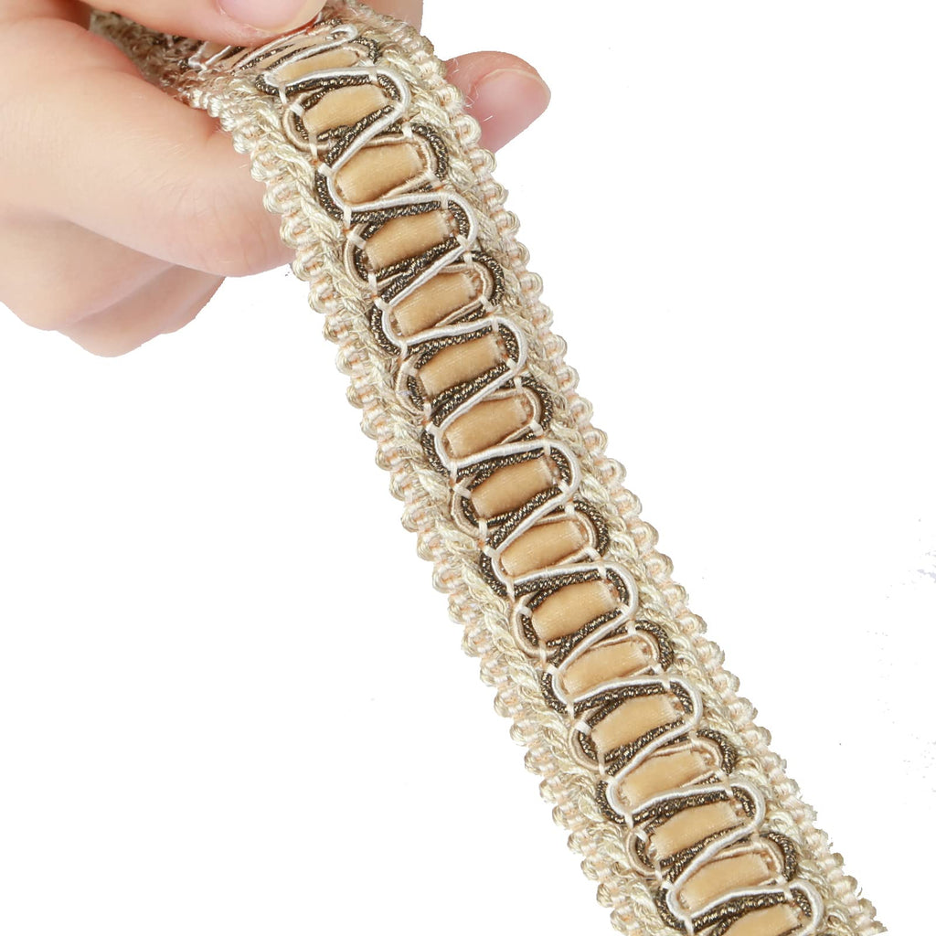 Braid Trim 6.5 Yard 1.1" Wide Woven Gimp Fabric Trim-Beige