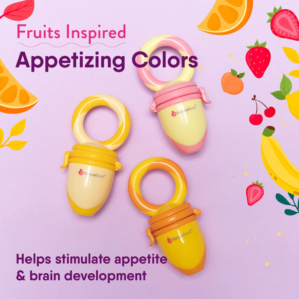 Baby Food Feeder/Fruit Feeder Pacifier Nibbler (2 Pack) - Infant Teething Toy Teether Weaning in Appetizing Colors
