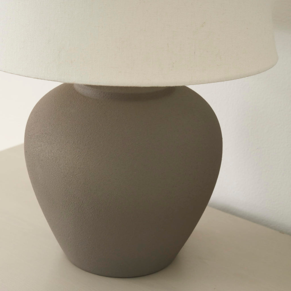 Home 20" Brown Matte Ceramic Table Lamp with Fabric Shade, Bedside Nightstand Lamp