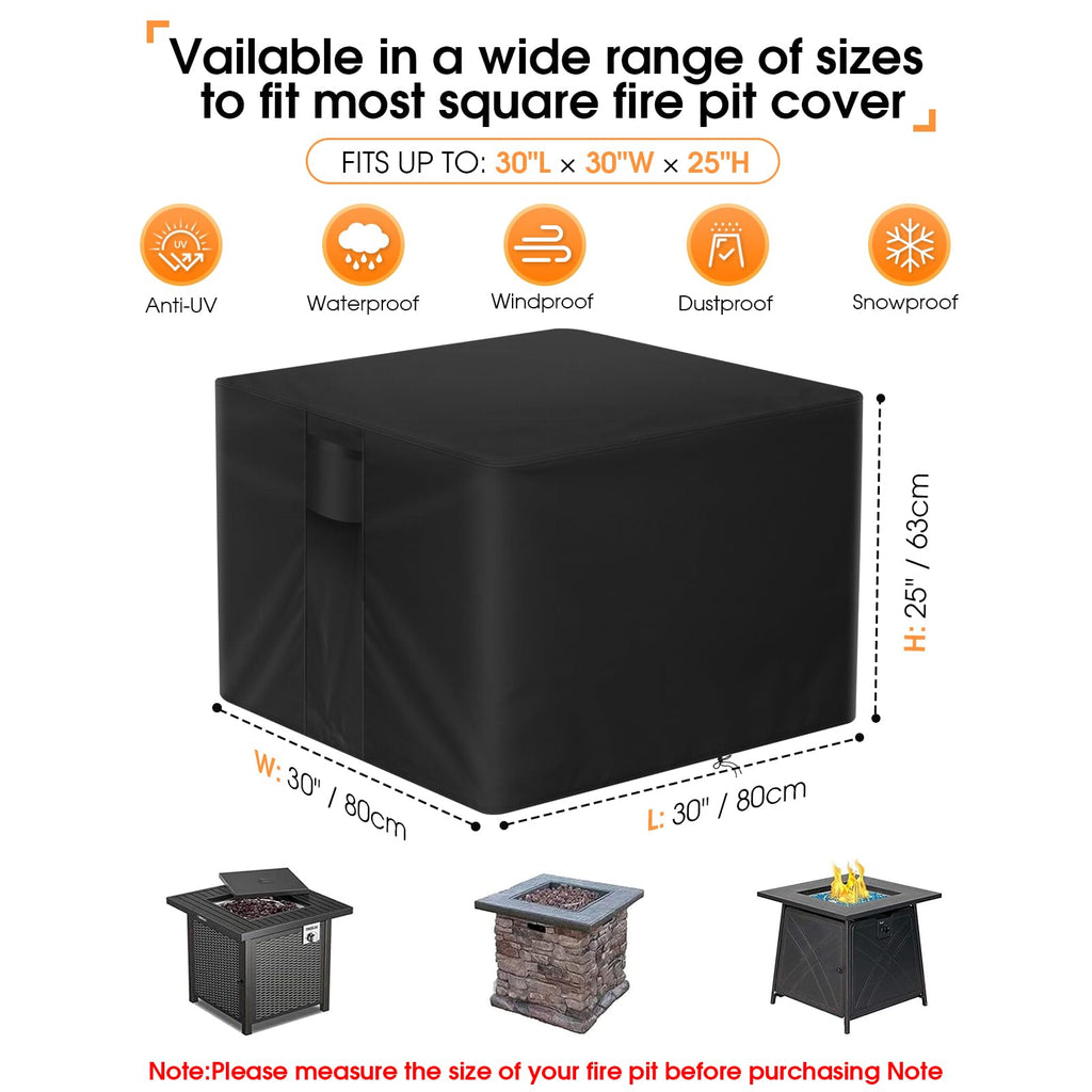 Fire Pit Cover Square, 30 Inch Firepit Covers Square, 30x30x25 inch