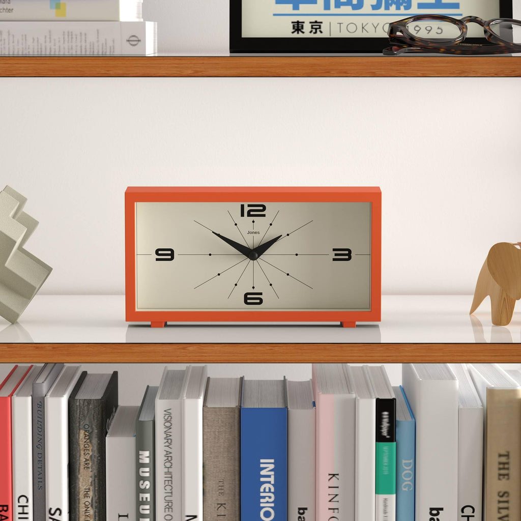 Odeon Desk Clock | Modern Rectangular Design | Orange