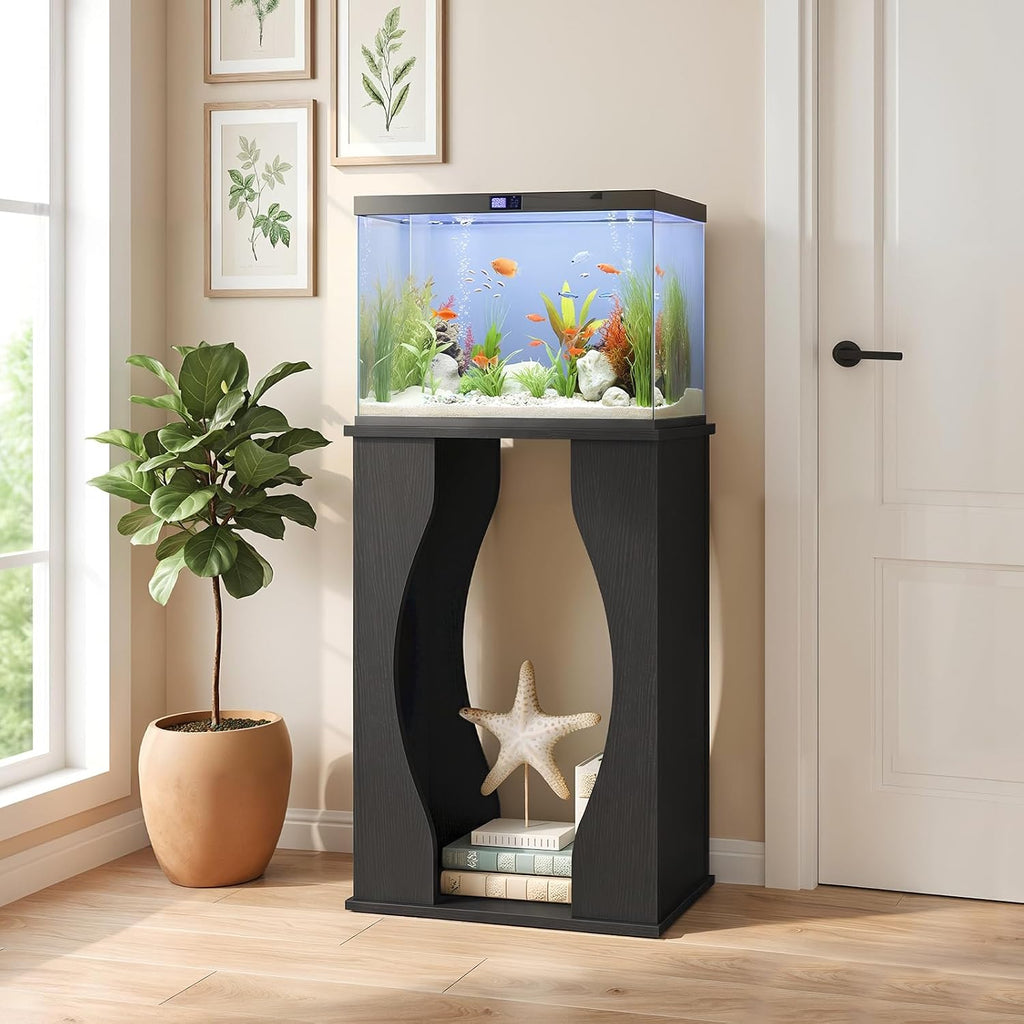 10-Gallon Aquarium Stand, 2-Tier Fish Tank Stand, Modern Black