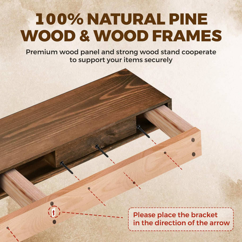 Floating Shelves, 48 x 7 x 3 Inch Fireplace Mantel, Brown