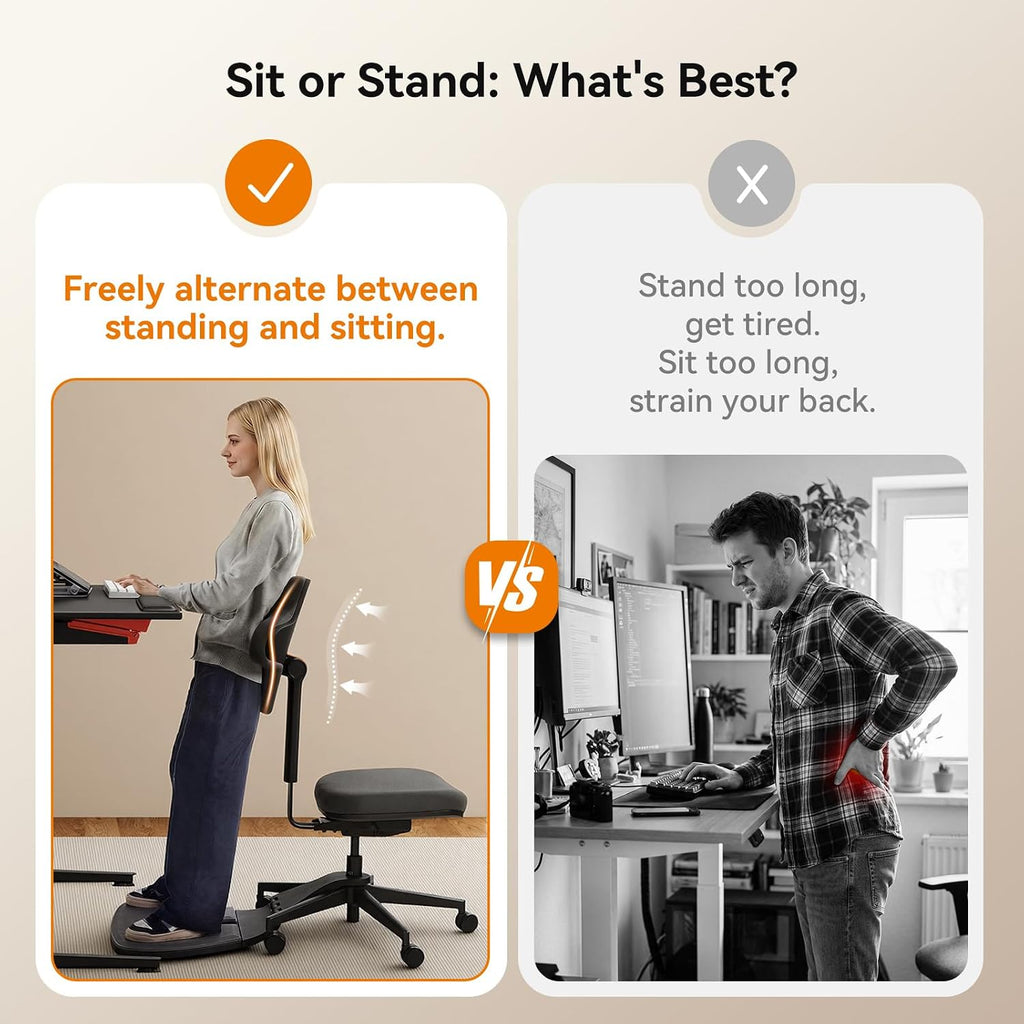 Standing Desk Chair, Standing Mate Chair for Sit-Stand, Ergonomic Leaning Perch Chair with Anti-Fatigue Mat, Standing