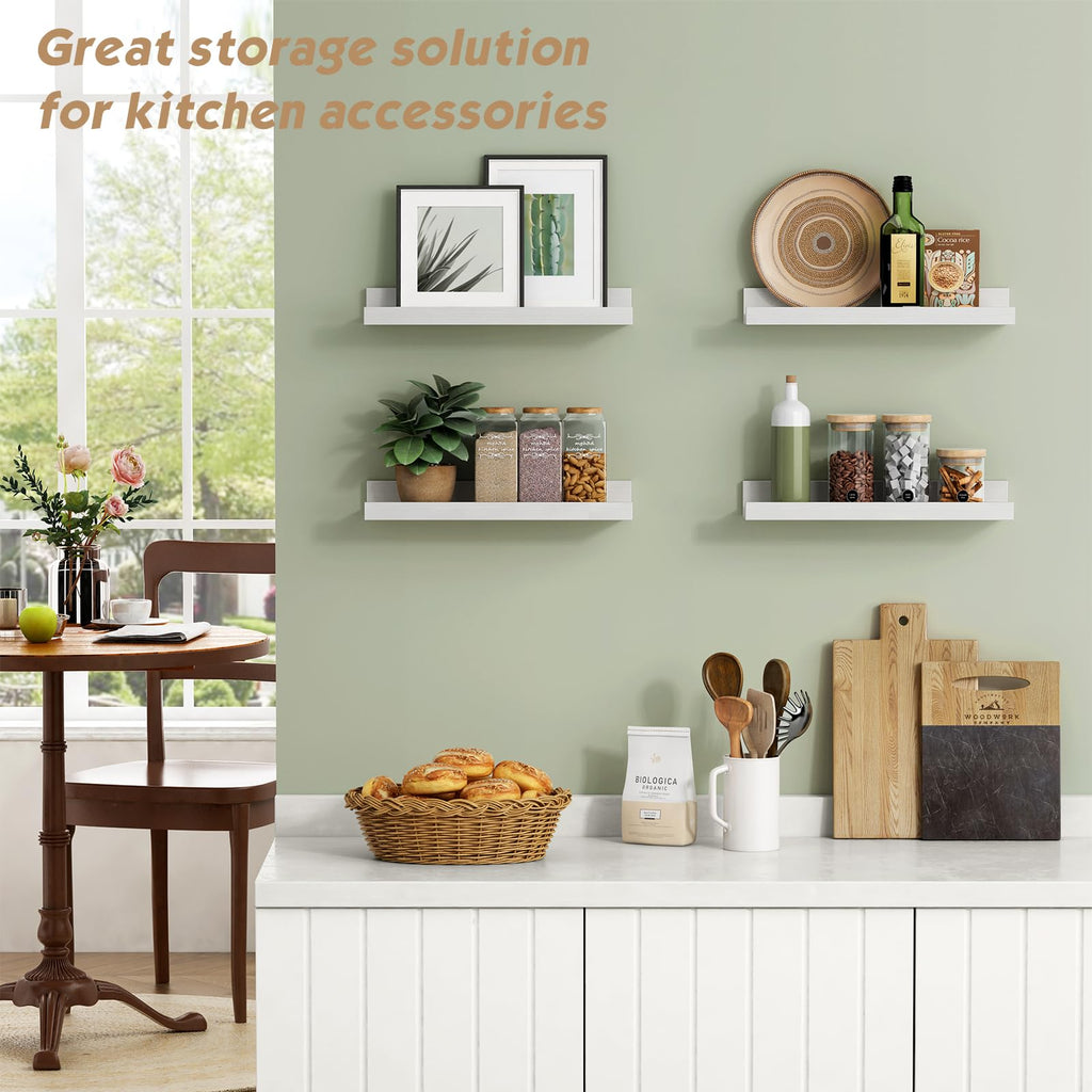 16 Inch Picture Ledge Shelf, Photo Floating Shelves with Lip for Wall