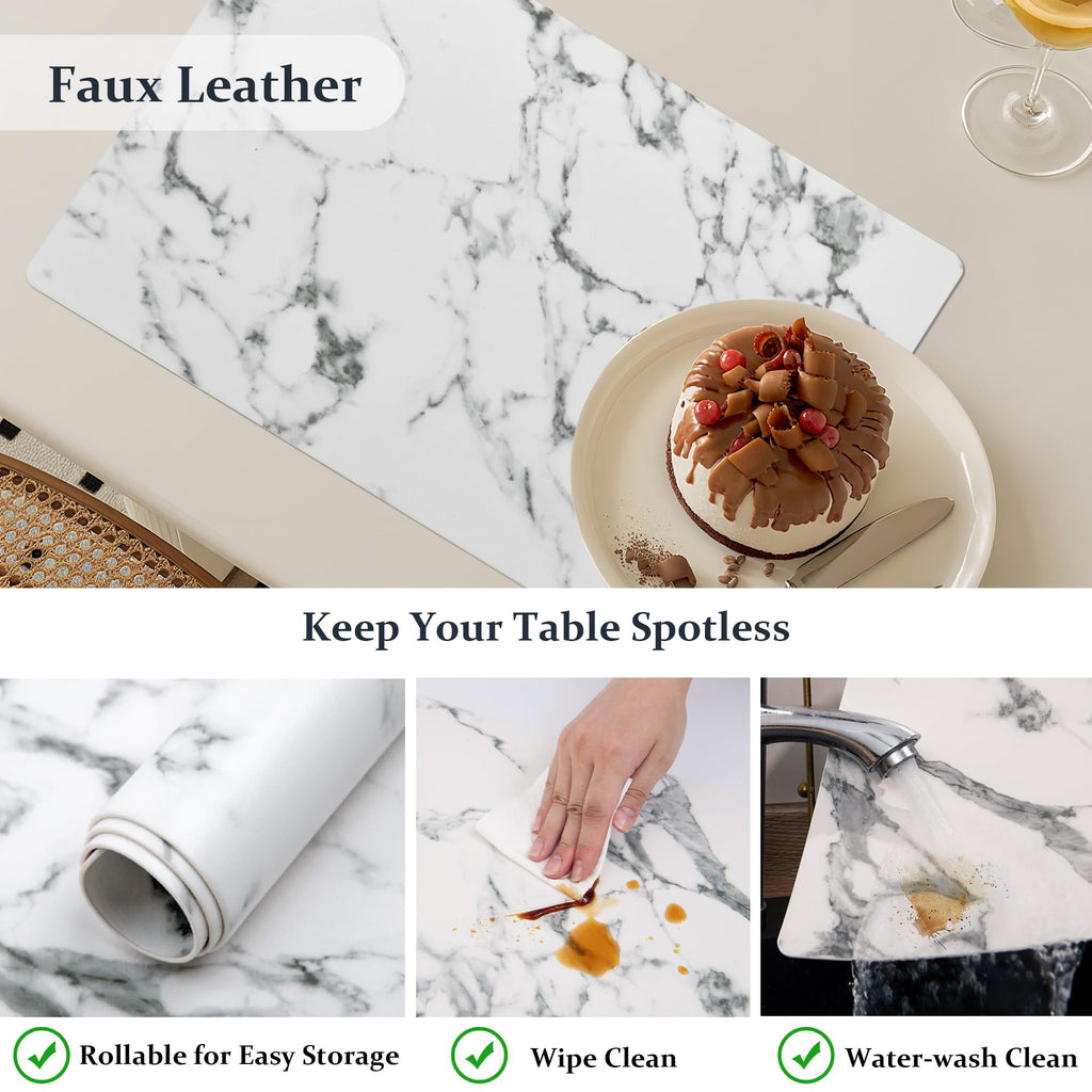 Faux Leather PU Placemats Set of 8 (Marble,11.8" x 17")