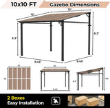 10' x 10' Lean to Gazebo, Hard Top Outdoor Pergola with Roof - Image 2