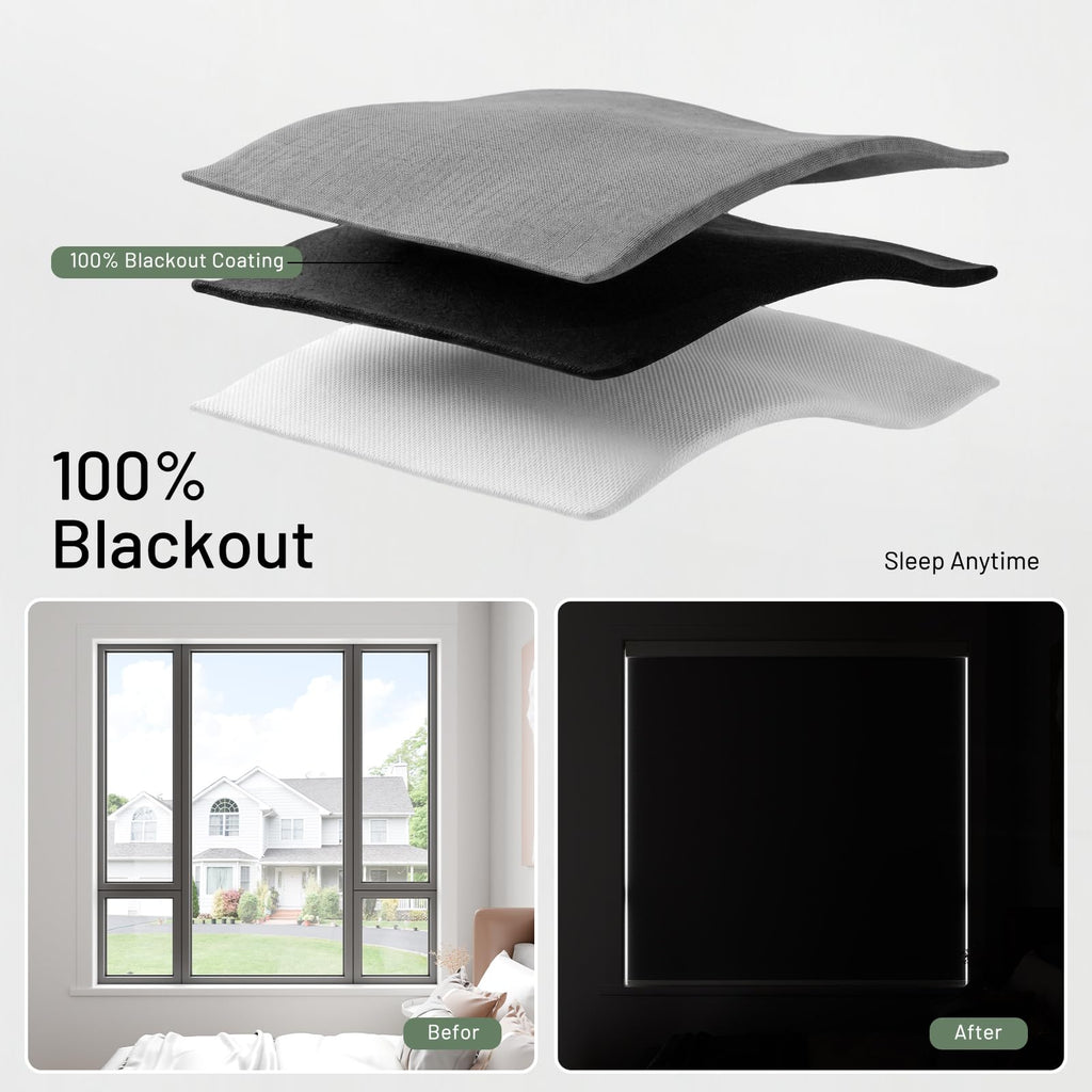No Drill Motorized Blinds with Remote, Grey