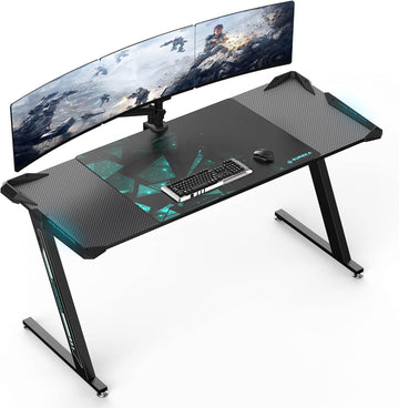 Gaming Desk with LED Lights Home Office RGB Table, Small Gaming Desk, Computer Table, Black