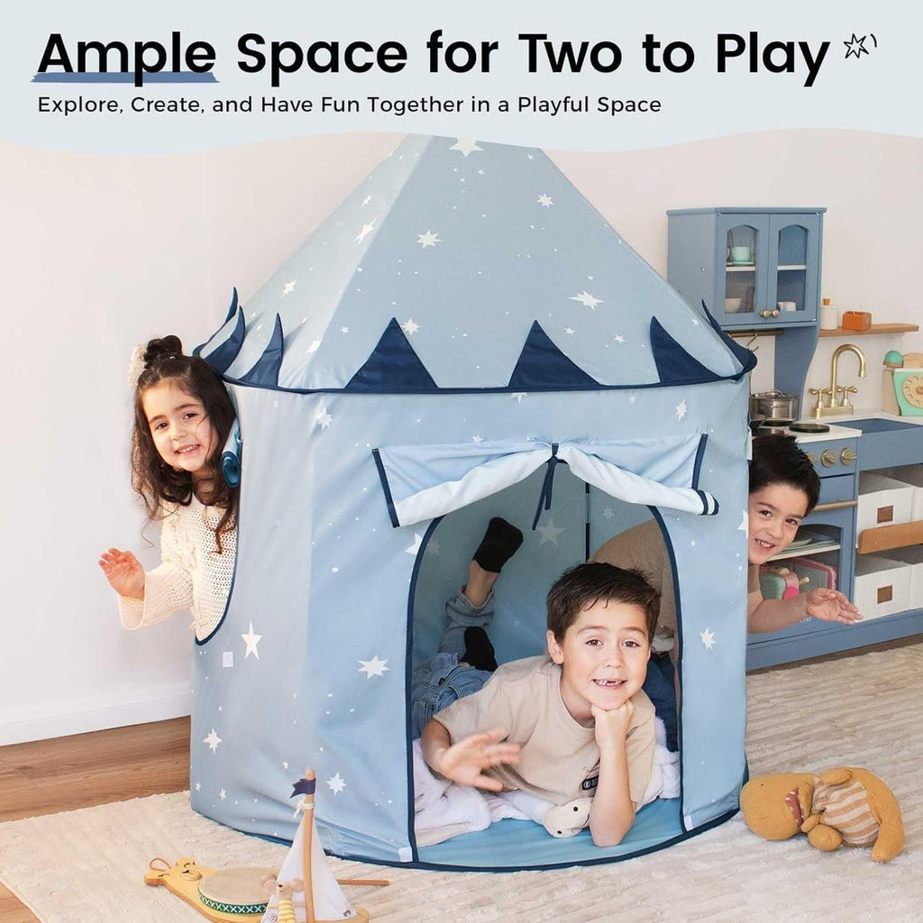 Kids Castle Play Tent, Starry Sky Mongolian Style Indoor/Outdoor Playhouse, Portable Kids Game Tent with Carry Bag