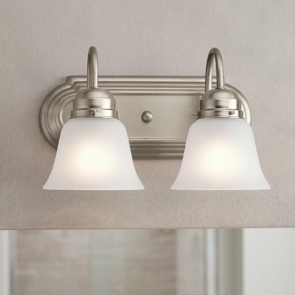 2-Light Bathroom Vanity Light, Brushed Nickel