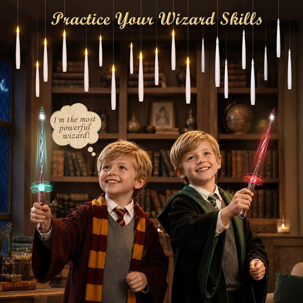 20P Floating Candles with Wand Timer Halloween Decorations Indoor - Set of 20