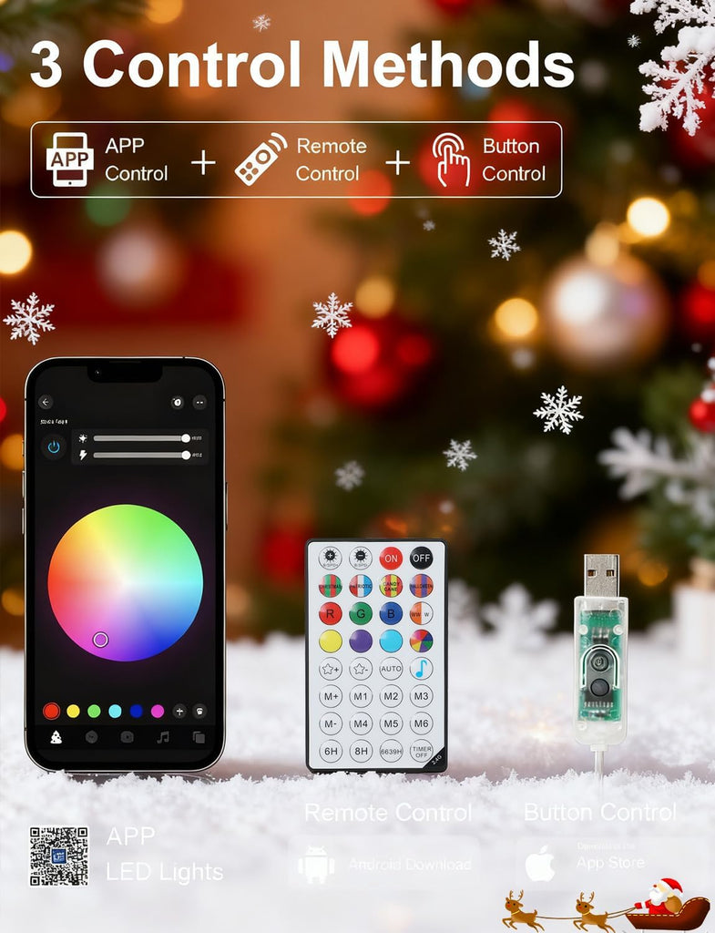 Smart Christmas String Lights 66Ft Color Changing