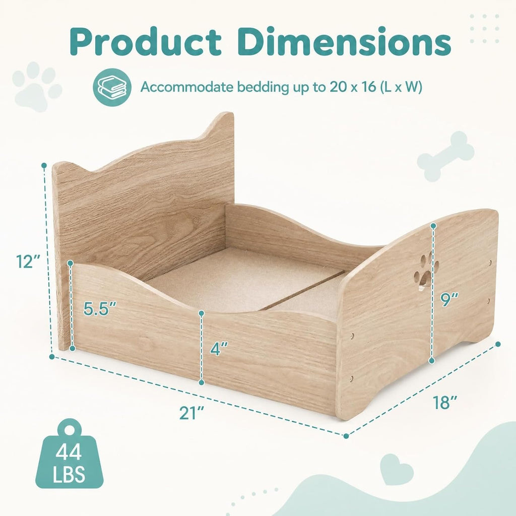 Elevated Wood Cat Bed, Cute Small Pet Bed