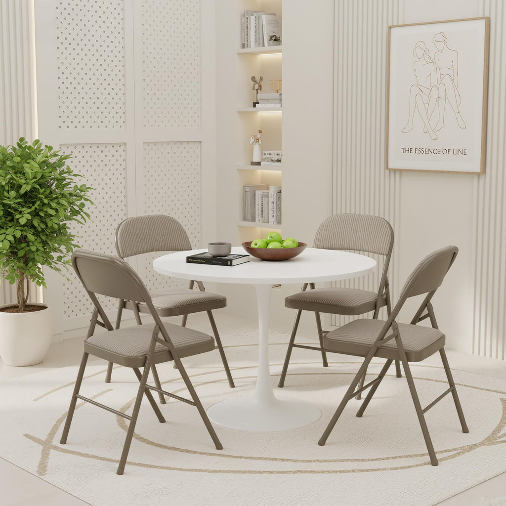 Padded Folding Chairs 6 Pack, Dining Patio Chairs, Outdoor Home