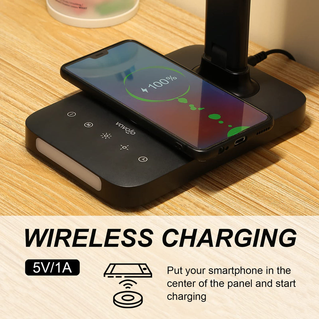 LED Desk Lamp with Fast Charger, USB Charging Port, Desk Light with 5 Brightness Levels, Touch Control, 30/60 min