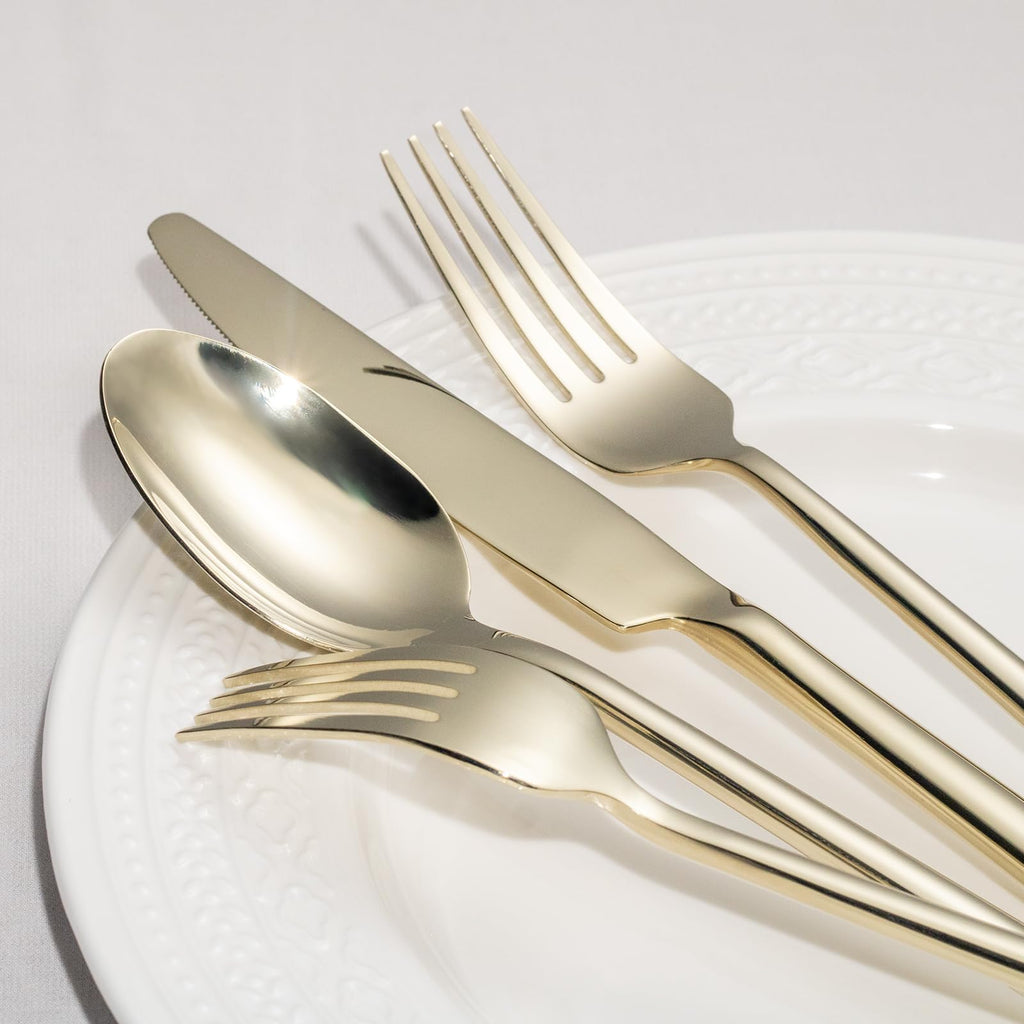 Potter Champagne Gold 45-Piece Forged Silverware Set with Utensil-Serving Set, Service for 8, Stainless Steel