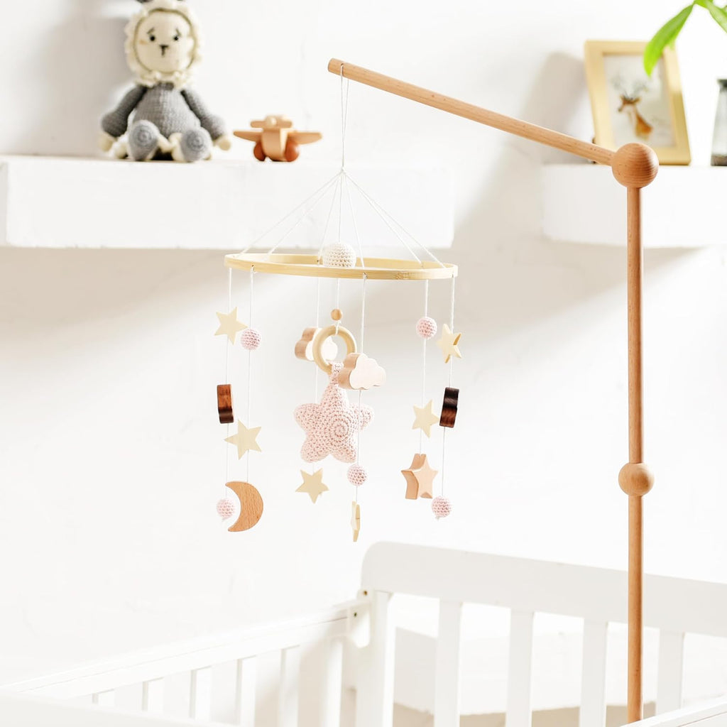 Baby Crib Mobile for Boys Girls| Boho Nursery Mobile| Gender Neutral Hand-Crocheted Mobile| Ceiling Mobile - Stars