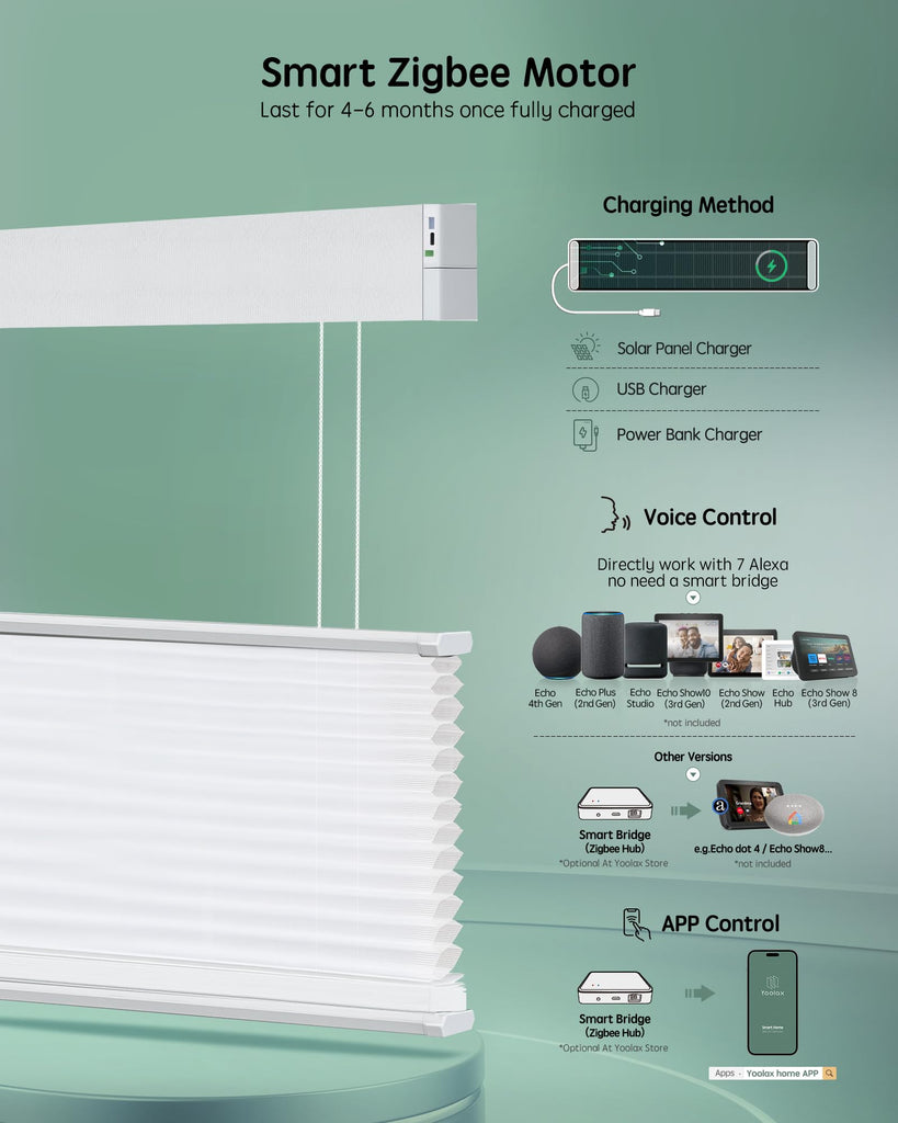 Motorized Cellular Shades, Custom, Light Filtering, Blue