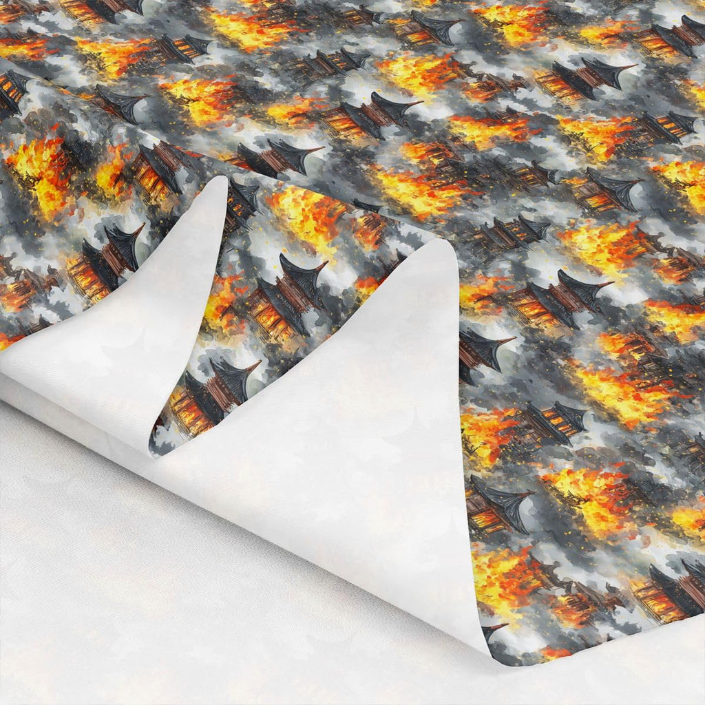 Fiery Flame Fabric by The Yard, Realistic Flames Soft Polyester Fabric, Modern Fashion No Stretch Fabrics Sewing