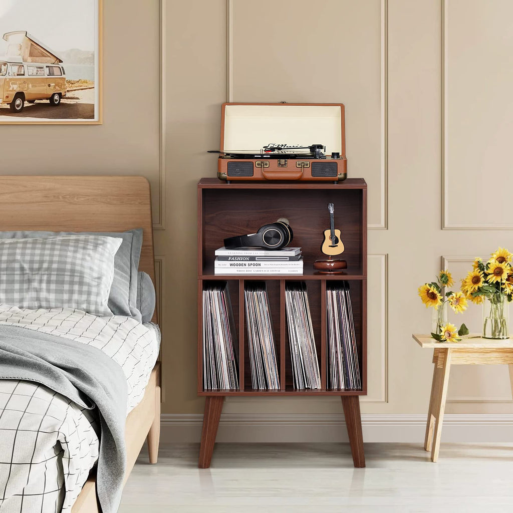 Record Player Stand, Walnut Turntable Stand Holds up to 160 Albums