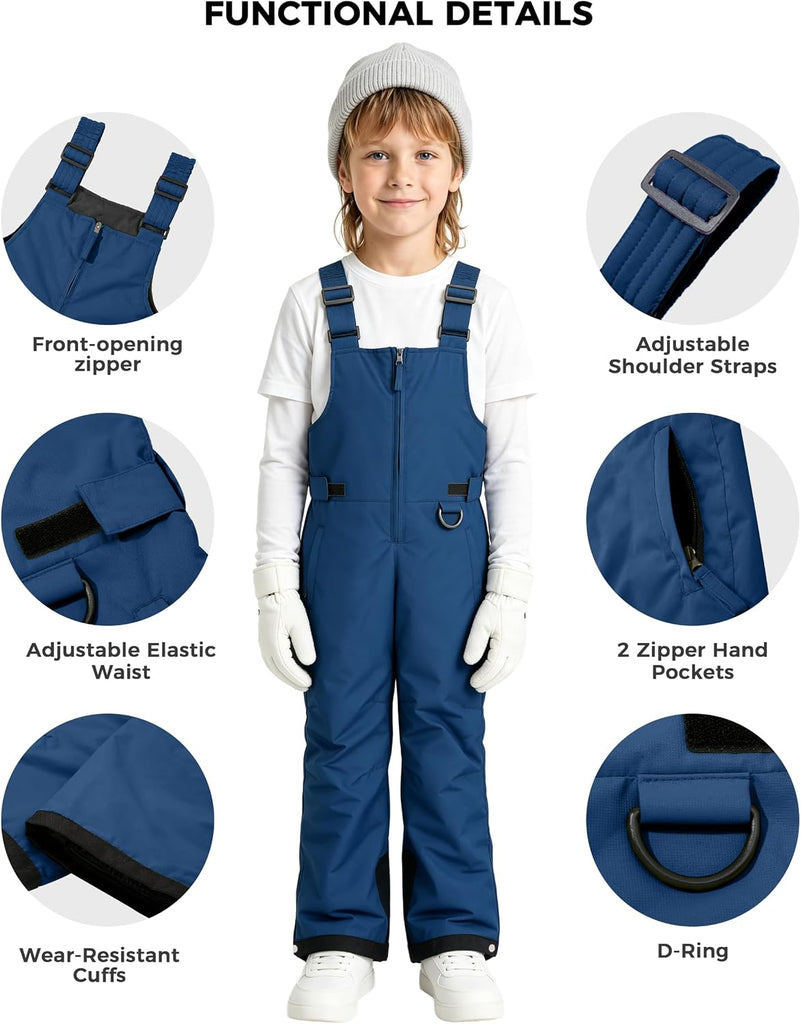 Boys Ski Pants Winter Insulated Snowboarding Overalls