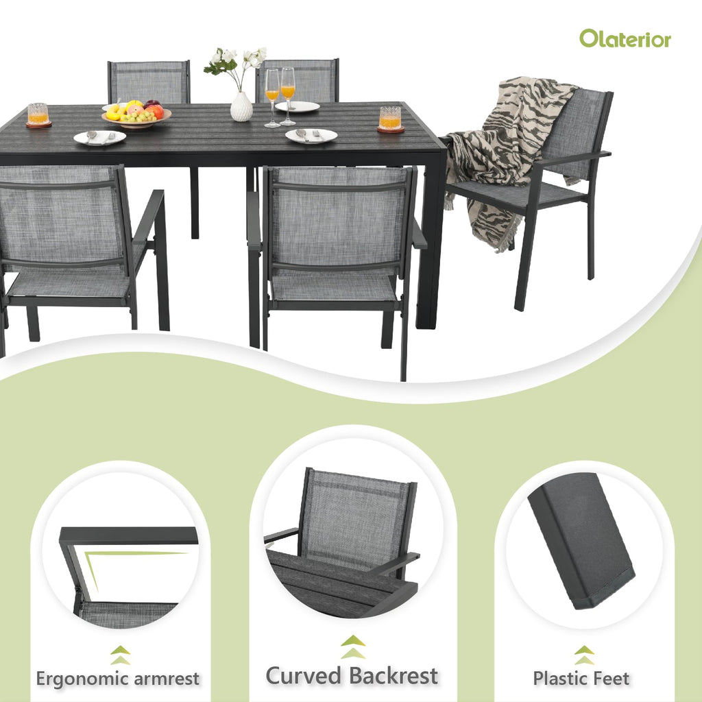 Patio Dining Chairs, All-Weather High-Resilience Textilene Outdoor Dining Chair Set of 4, Heavy-Duty Stackable
