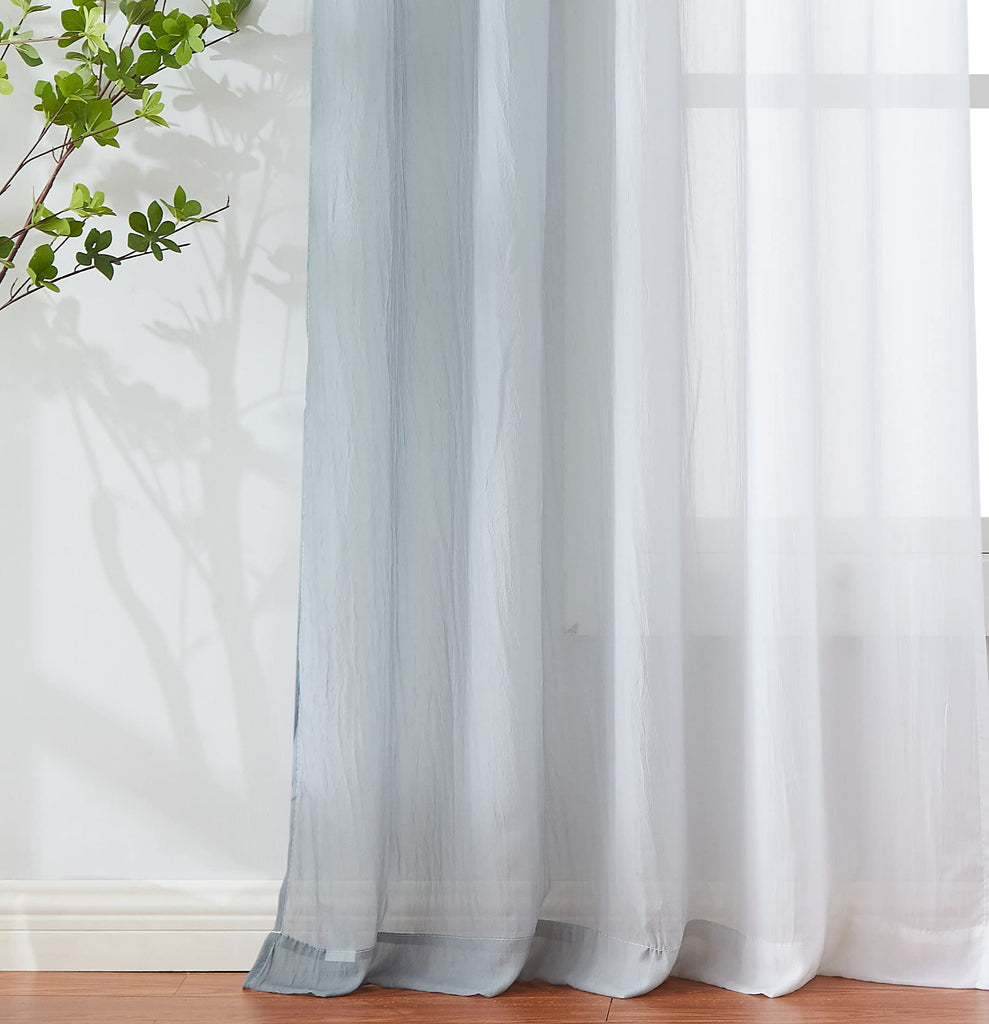 Grey Ombre Chiffon Sheer Window Scarf Valance Living Room 216 Inch Long