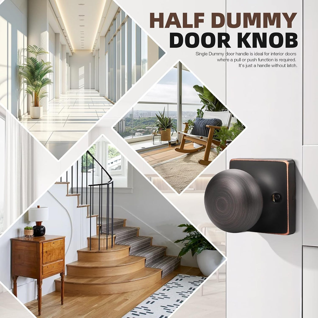 2 Pack Single Dummy Door Knobs Oil Rubbed Bronze Interior Dummy Knobs for French Doors Round Door Knobs Stainless