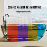 72" Edeyeu Freestanding Bathtub - Luxury Soaking Tub Made With Natural Resin Material, Extra Deep Solid Surface