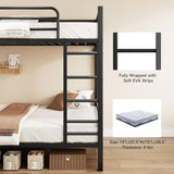 Bunk Bed Twin Over Twin, Metal Bunk Beds with Power Outlets & Desk