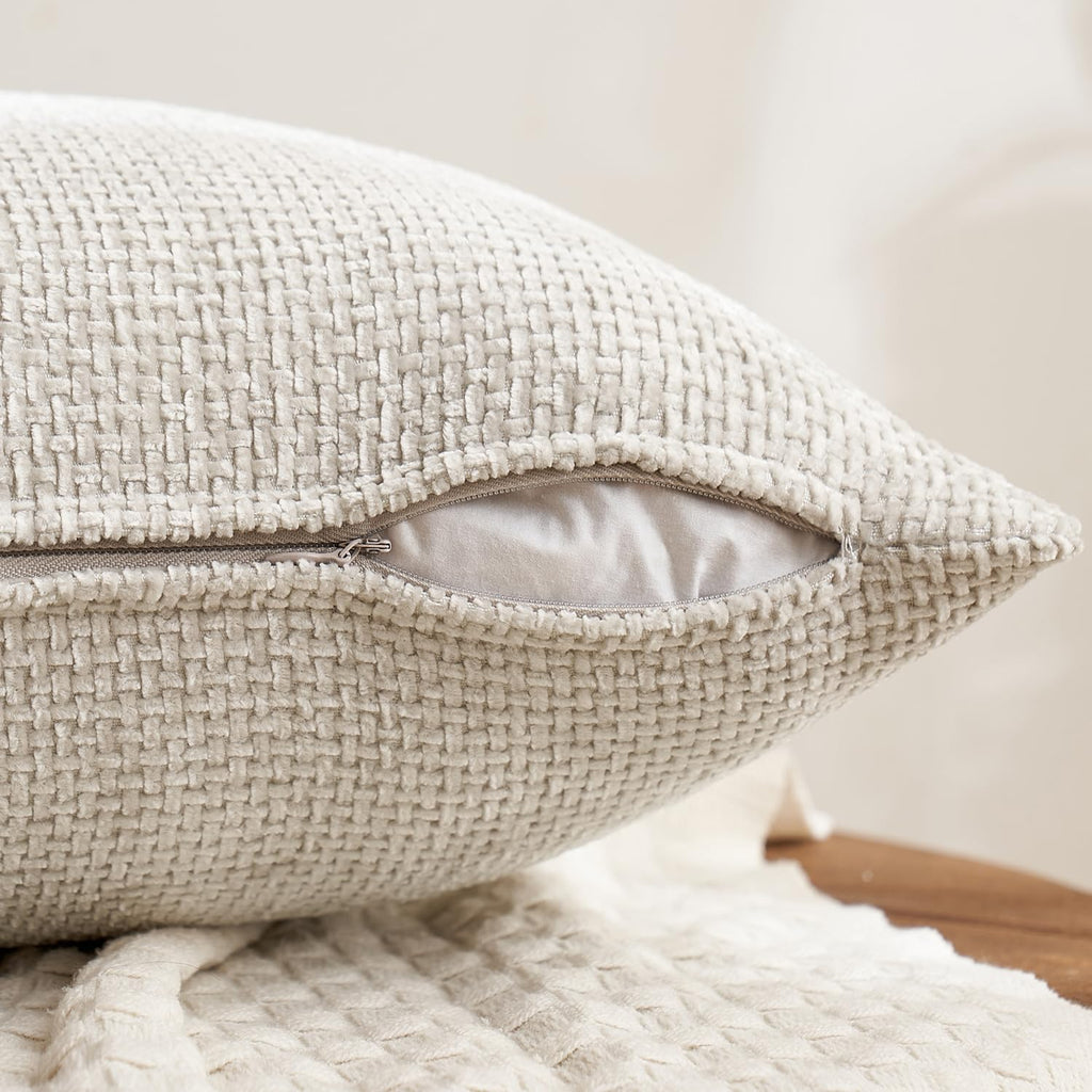 Soft Decorative Chenille Pillow Covers Light Pink 20x20 Pack of 4