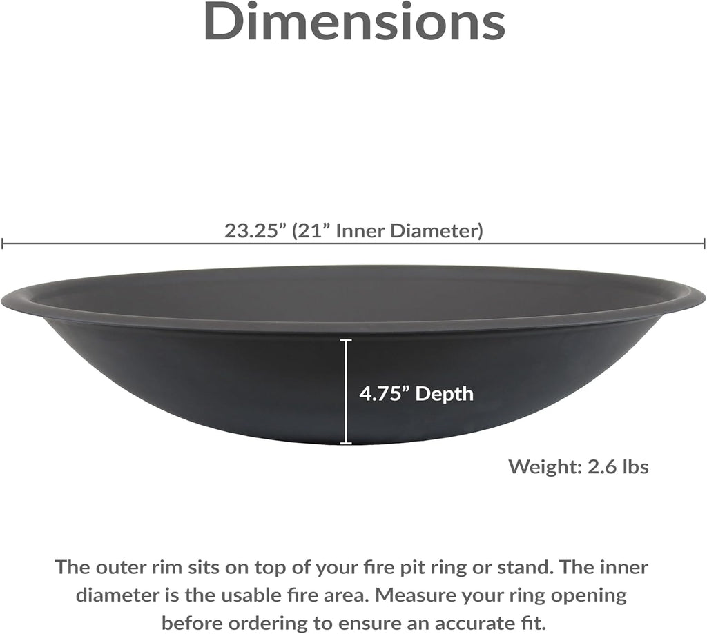 Round Steel Outdoor Fire Pit Bowl Replacement Insert for DIY Ring or Existing Stand