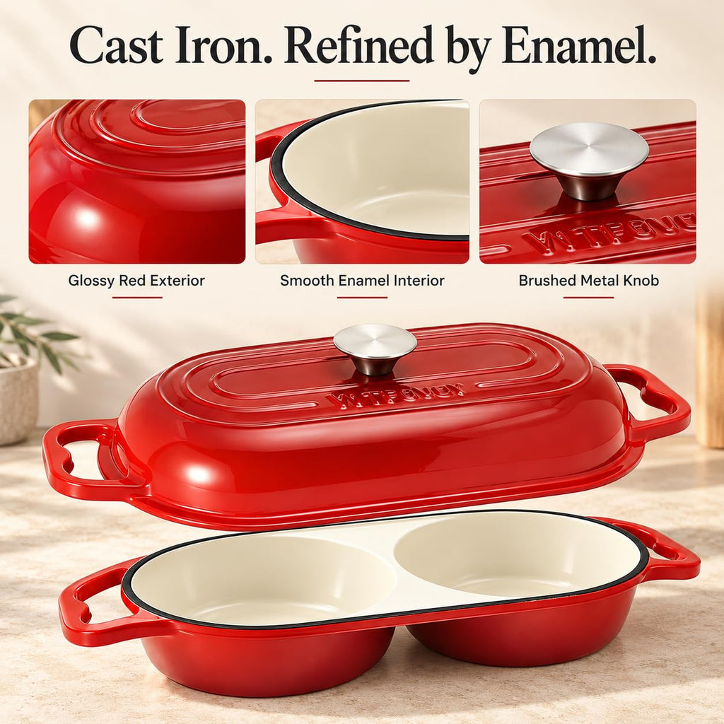 Premium Enameled Cast Iron Double Dutch Oven for Artisan Sourdough Bread