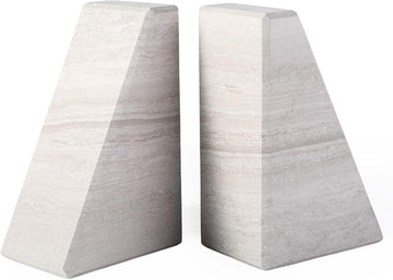 Marble Book Ends for Heavy Books, Decorative Bookends for Shelves, Durable and Heavy-Duty Bookends for Hardback Book