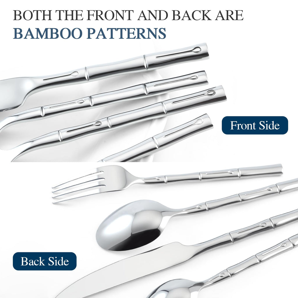 Silverware Set 40-Piece Bamboo Pattern Service for 8