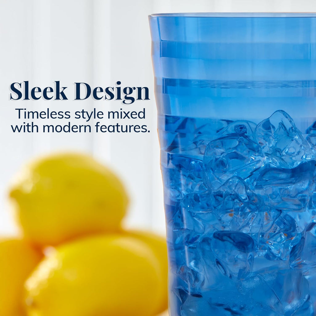 Splash [Set of 16] 18 ounce Plastic Stackable Water Tumblers in Jewel Tone Colors Value Set of Drinking Cups