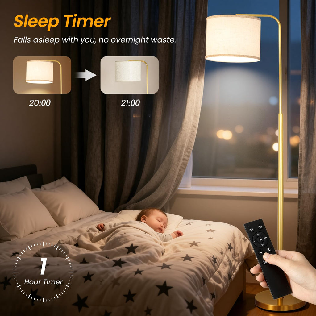 Arc Floor Lamp with Remote and Dimmable Gold Floor lamps
