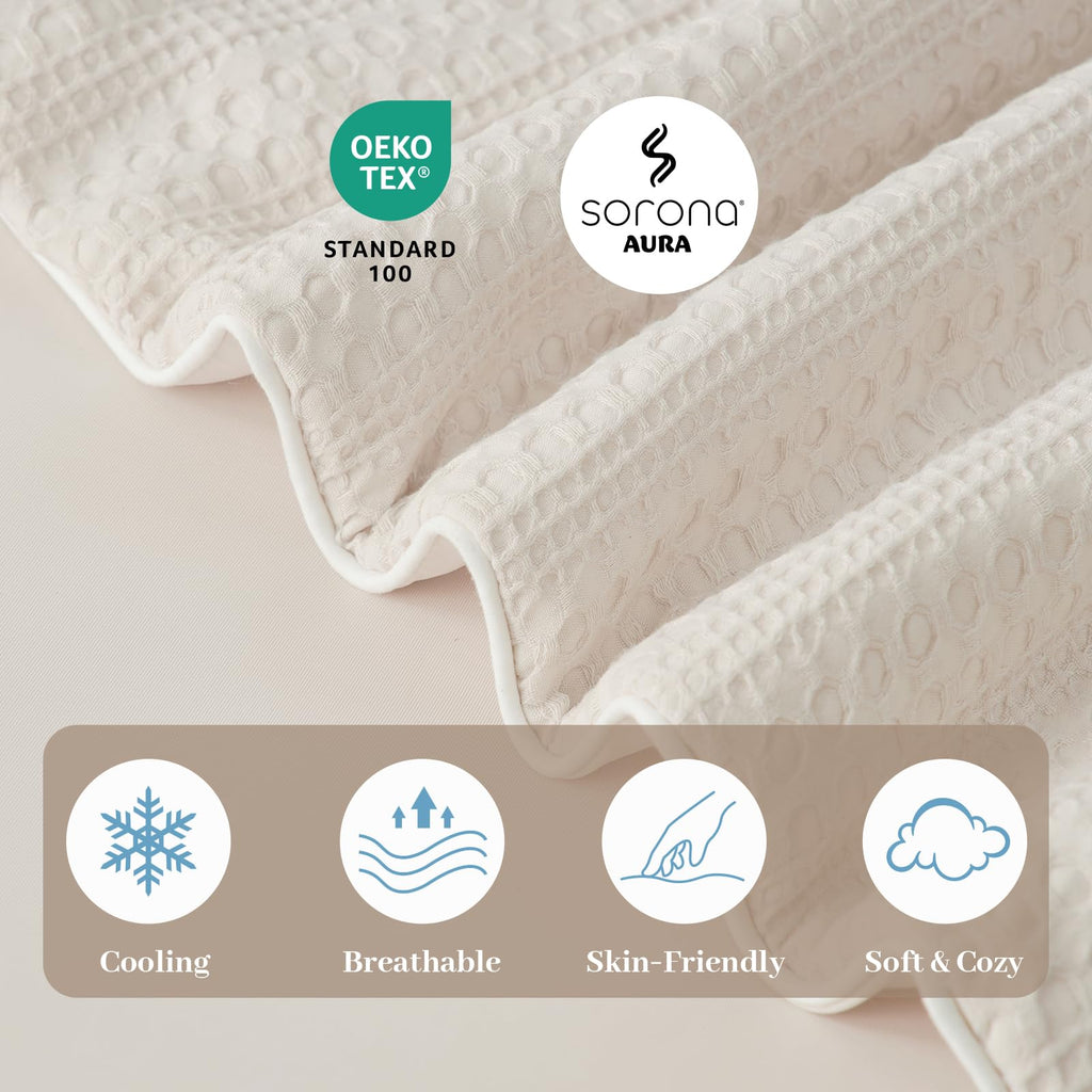 Waffle Cooling Comforter Queen for Hot Sleepers, Beige