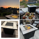 30" Propane Fire Pit with Real Ceramic Tabletop, 50000 BTU Gas Firepit Table with Lid & Glass Rock, Outdoor Fire Pit for Dining or Party, Firepit for - Image 3