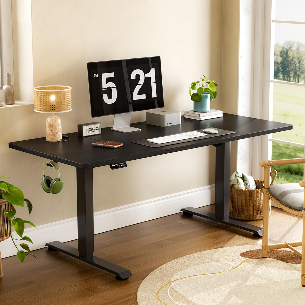 63"x28" Wider Large Standing Desk, Electric Height Adjustable, Black