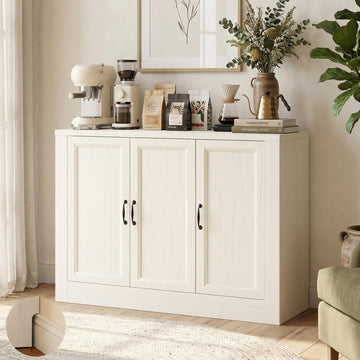 39"W Modern Buffet Cabinet with 3 Doors, Modular Sideboard Cabinet with Baseboard Design & Adjustable Shelves, Sturdy