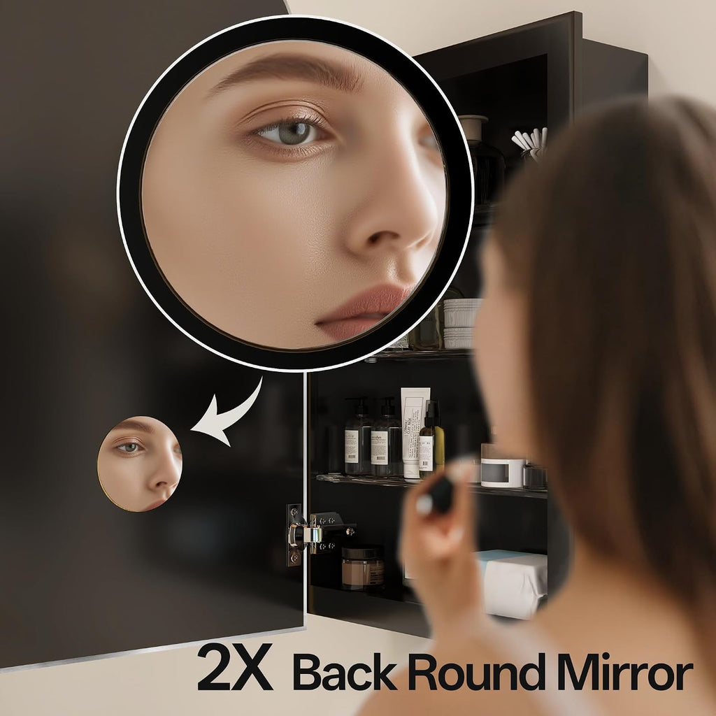 Arched Bathroom Medicine Cabinet with Mirror, No Assembly Needed, Recessed or Surface Mount Wall Storage Cabinet
