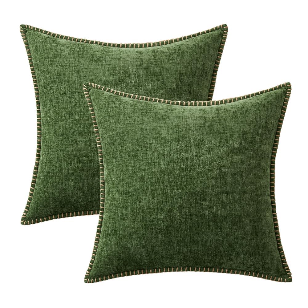 Christmas Decorative Throw Pillow Covers 16x16 Inch Forest Green