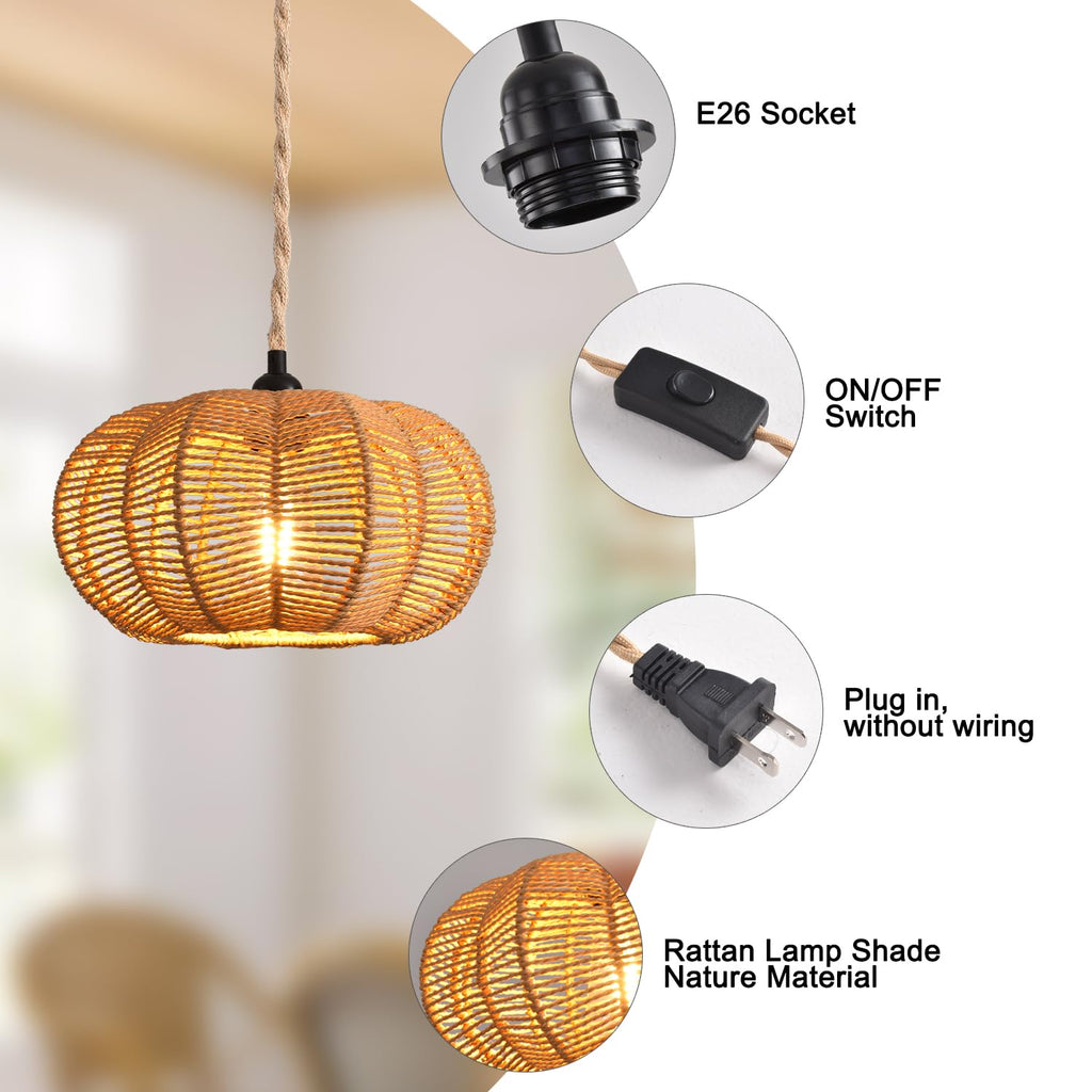 Industrial 15ft Pendant Light Cord -Plug in Hanging Light Fixture, 15FT Farmhouse Pendant Lamp Lights with Switch
