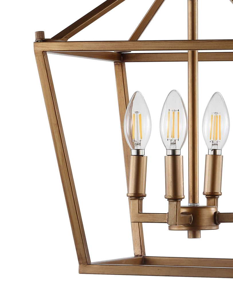 Pagoda 4-Light Pendant 12" Cage, Antique Gold